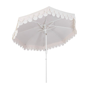 Tracy 9 ft. Classic MidCentury Scalloped Fringe Market Patio Umbrella